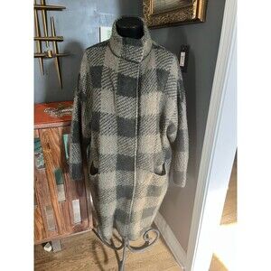 Rag & Bone Cammie Mohair Sweater Coat Green Buffalo Plaid oversized S Coat